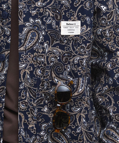 Barbour Brignall Printed Corduroy Overshirt | Navy Blauw