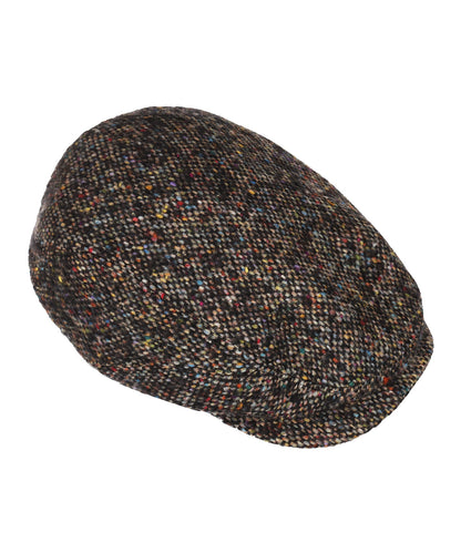 Driver Cap Wool Donegal | Zwart/Multicolour Melange