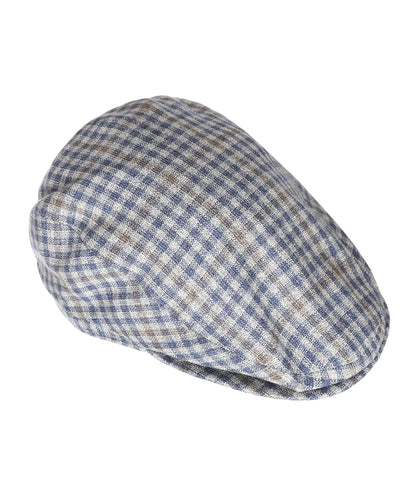 Klassieke Cap 72% Zijde 28% Wol | Blauw Bruin Ruit