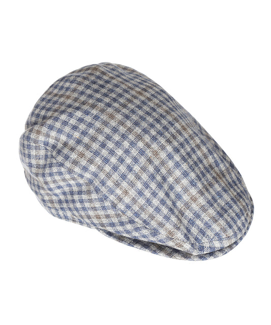 Klassieke Cap 72% Zijde 28% Wol | Blauw Bruin Ruit