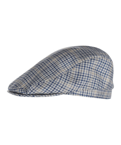Klassieke Cap 53% Zijde 47% Wol | Navy Beige Houndstooth