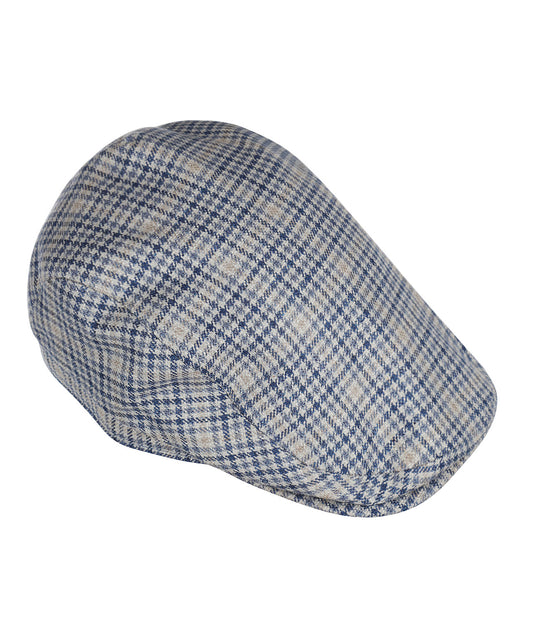 Klassieke Cap 53% Zijde 47% Wol | Navy Beige Houndstooth