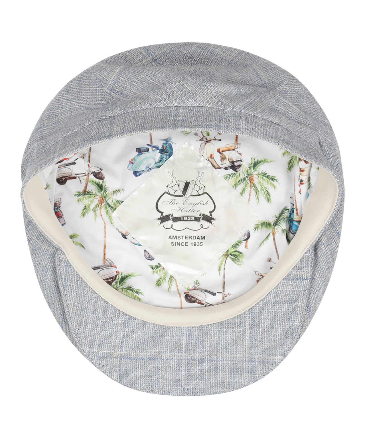 Klassieke Cap 85% Viscose 15% Linnen | Licht Blauw Ruit
