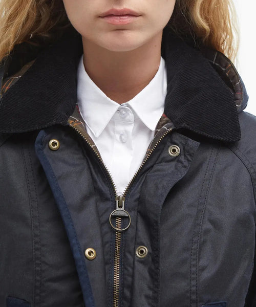 Barbour Bower Wax Jacket Dames | Navy Blauw