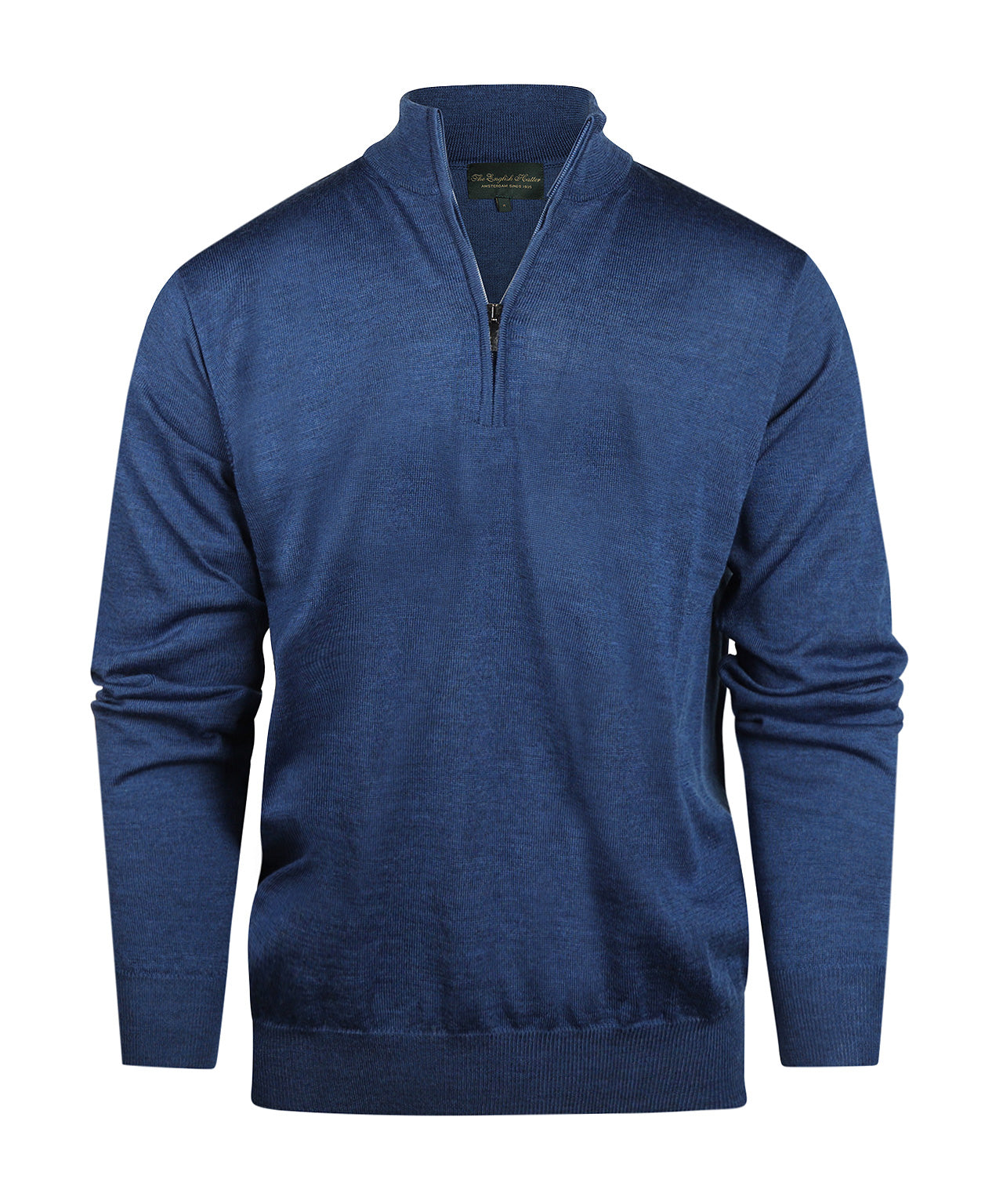 Merino Turtle rits | Blauw Melange