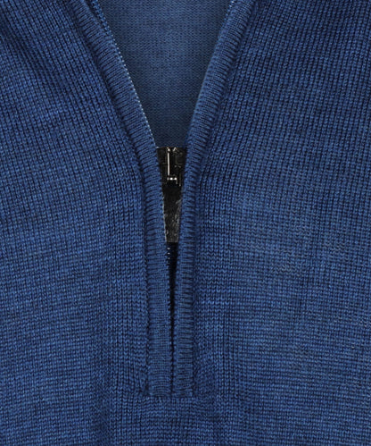 Merino Turtle rits | Blauw Melange