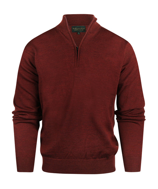 Merino wool sweater with zip collar | Bordeaux
