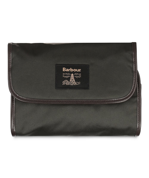 Barbour Wax Hanging Washbag | Green