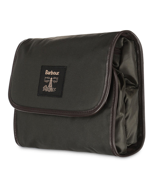 Barbour Wax Hanging Washbag | Green