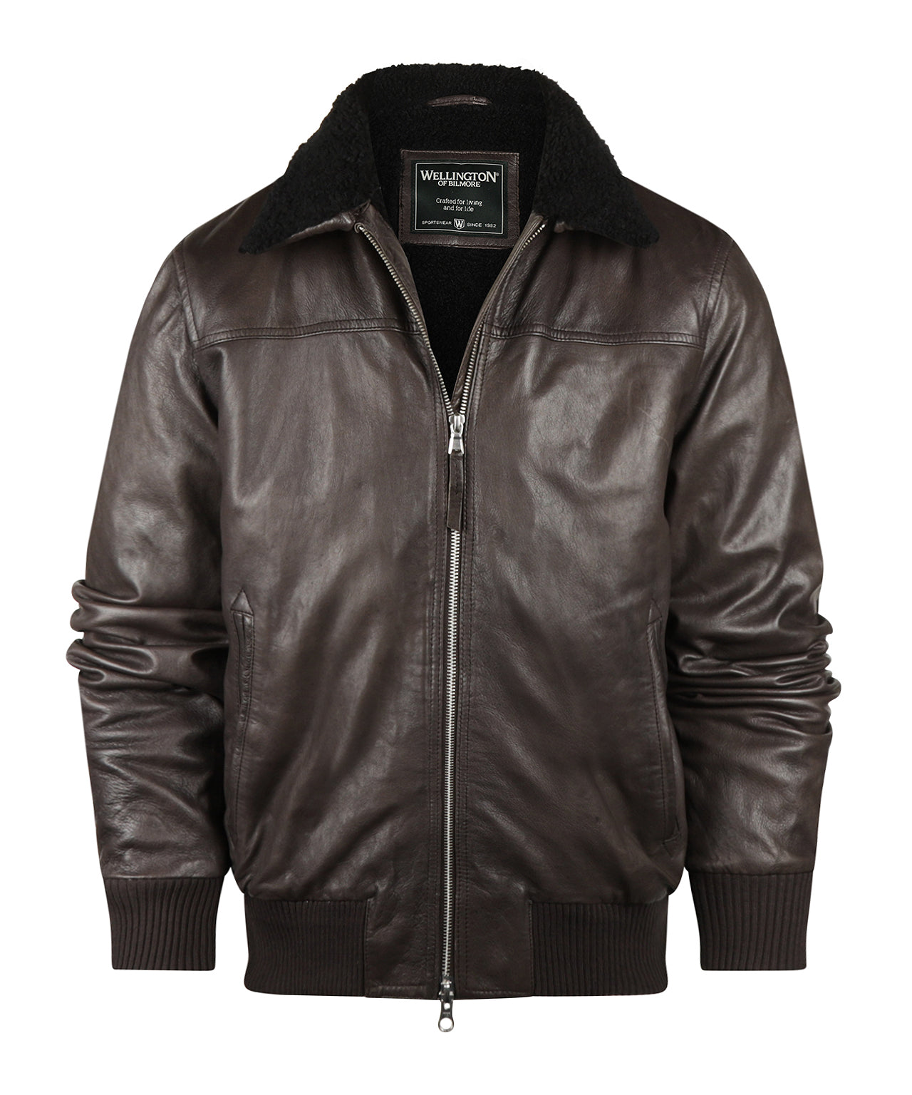Wellington Leder-Pilotenjacke Belen | Braun