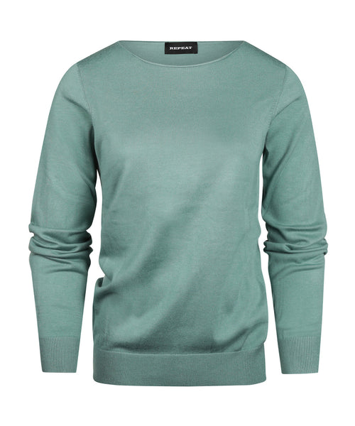 Basic ladies pullover cotton mix | Green