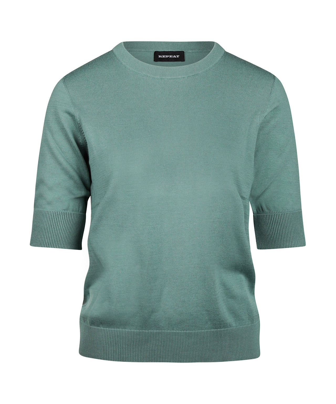 Basic Damenpullover mit kurzen Ärmeln | Grün