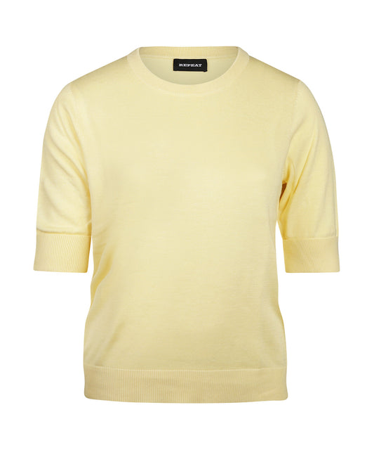Basic Damenpullover mit kurzen Ärmeln | Gelb
