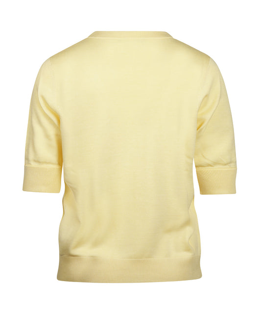 Basic Damenpullover mit kurzen Ärmeln | Gelb