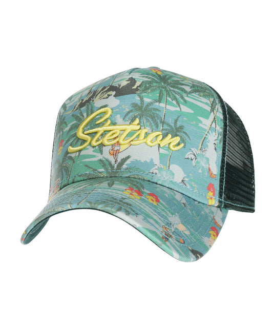 Stetson Trucker Cap mit Aloha-Muster | Grün