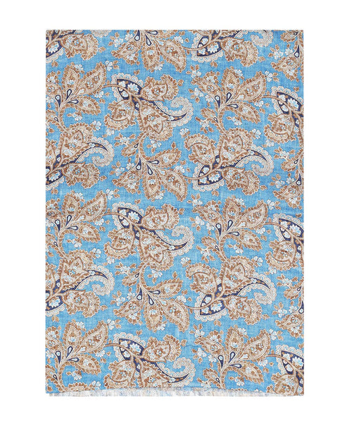 Zijden Sjaal met Paisleyprint | Blauw