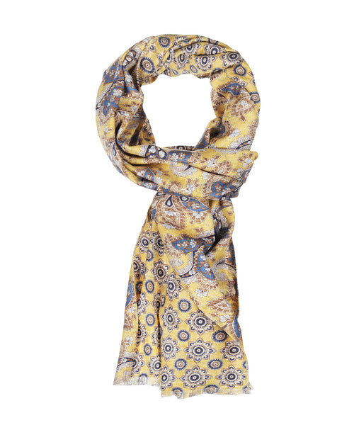 Zijden Sjaal met Paisleyprint | Geel