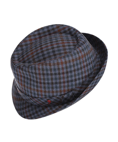 Trilby Hat Check Pattern | Blue