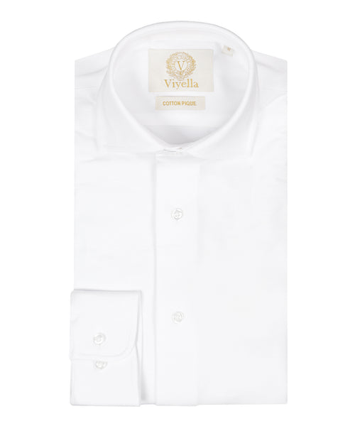 Viyella Knitted Pique Shirt | Wit