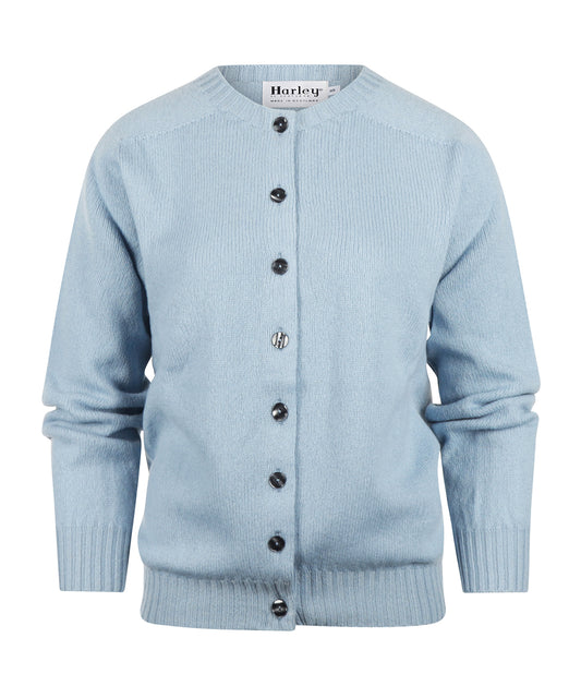Harley of Scotland Damen-Strickjacke mit Knöpfen | Blau