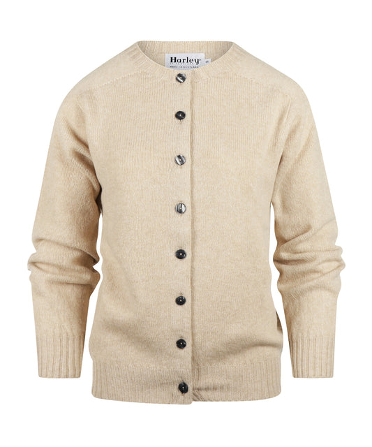 Harley of Scotland Damen-Strickjacke mit Knöpfen | Beige