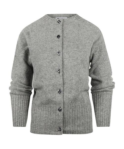 Harley of Scotland Dames Grofgebreid Knoop Vest | Grijs