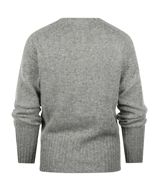 Harley of Scotland Damen-Strickjacke mit Knöpfen, grob gestrickt | Grau