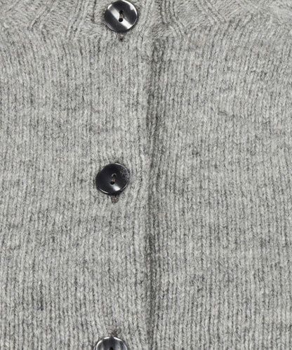 Harley of Scotland Damen-Strickjacke mit Knöpfen, grob gestrickt | Grau