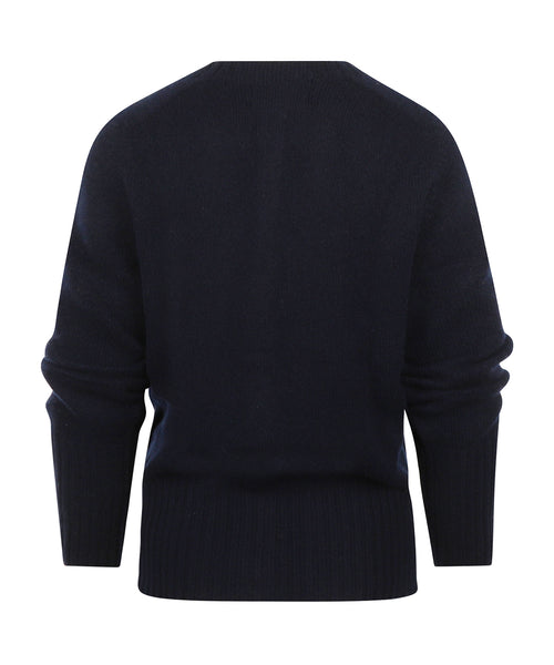 Harley of Scotland Women's Chunky Knit Button Cardigan | Navy Blue