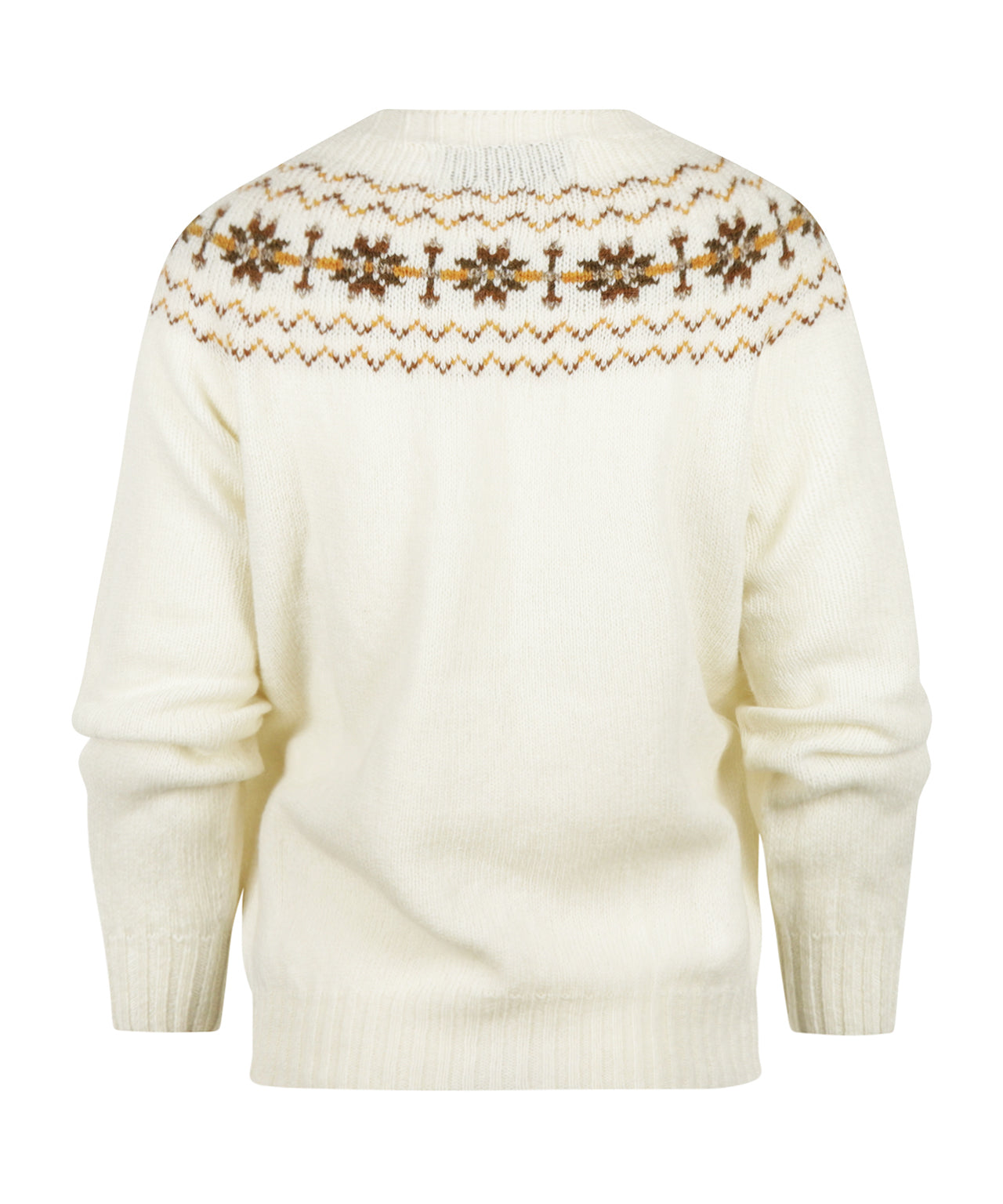 Harley of Scotland Damen-Weste mit Fair-Isle-Knopfleiste | Weiß