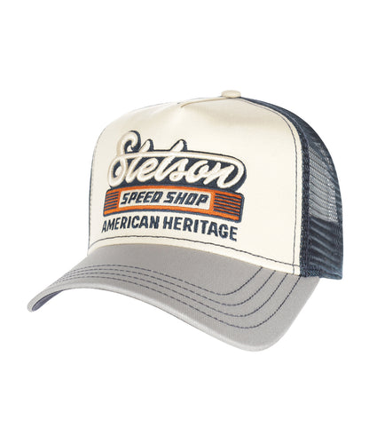 Trucker Cap Speed Shop | Grijs Beige Blauw