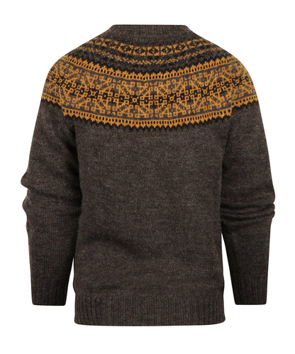Harley of Scotland Round Neck Fairisle Pullover | Gray