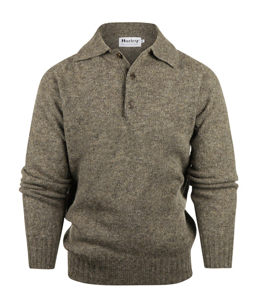 Harley of Scotland Polo Collar Pullover | Brown