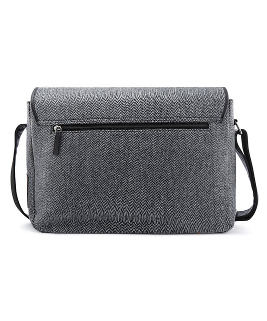 Laptoptasche aus Tweed mit Leder | Schwarz