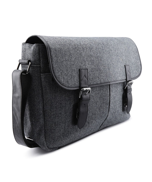 Laptop Bag Tweed with Leather | Black
