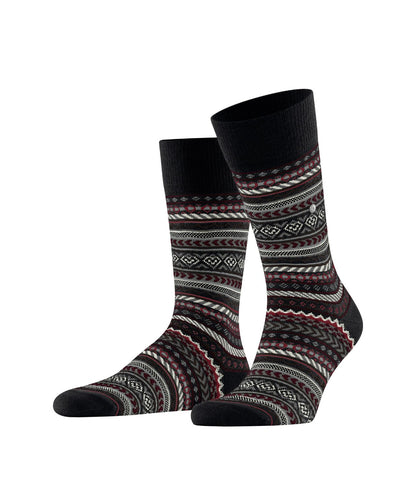 Burlington Fair Isle Socke | Schwarz