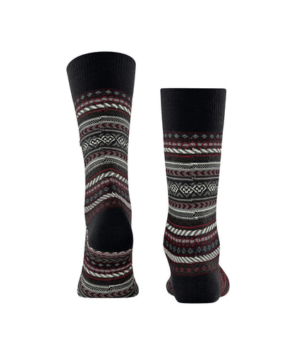 Burlington Fair Isle Socke | Schwarz