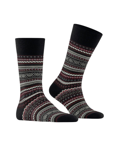 Burlington Fair Isle Socke | Schwarz