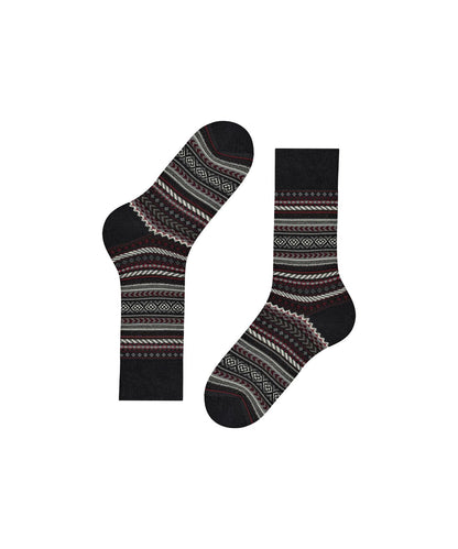 Burlington Fair Isle Socke | Schwarz