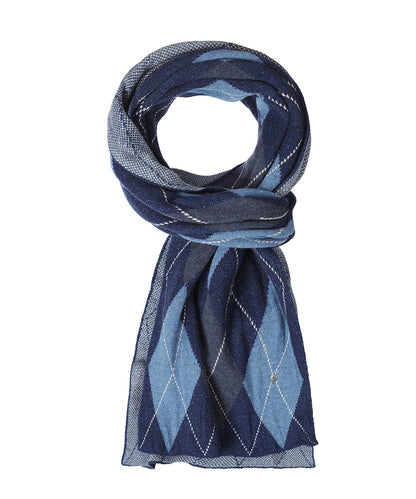 Brit Chic Dames Sjaal | Denim/Blue diamond check