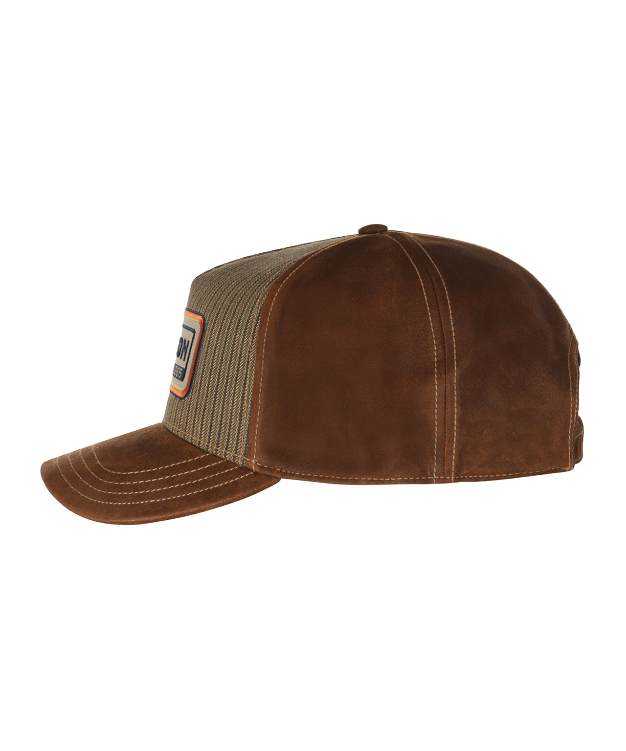 Trucker cap Cotton Linnen Stripe | Brown/Olive stripe