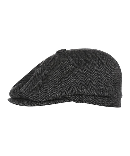 Christy Newsboy Tweed Cap | Herringbone Tweed Charcoal