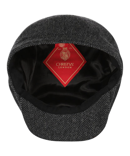 Christy Newsboy Tweed Cap | Herringbone Tweed Charcoal