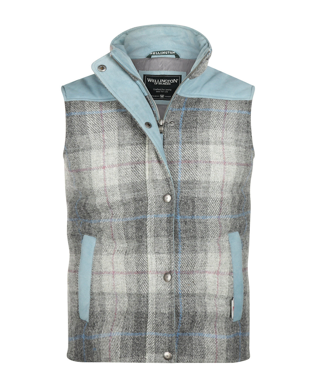 Vest Lisa | Grijs Ruit IJsblauw