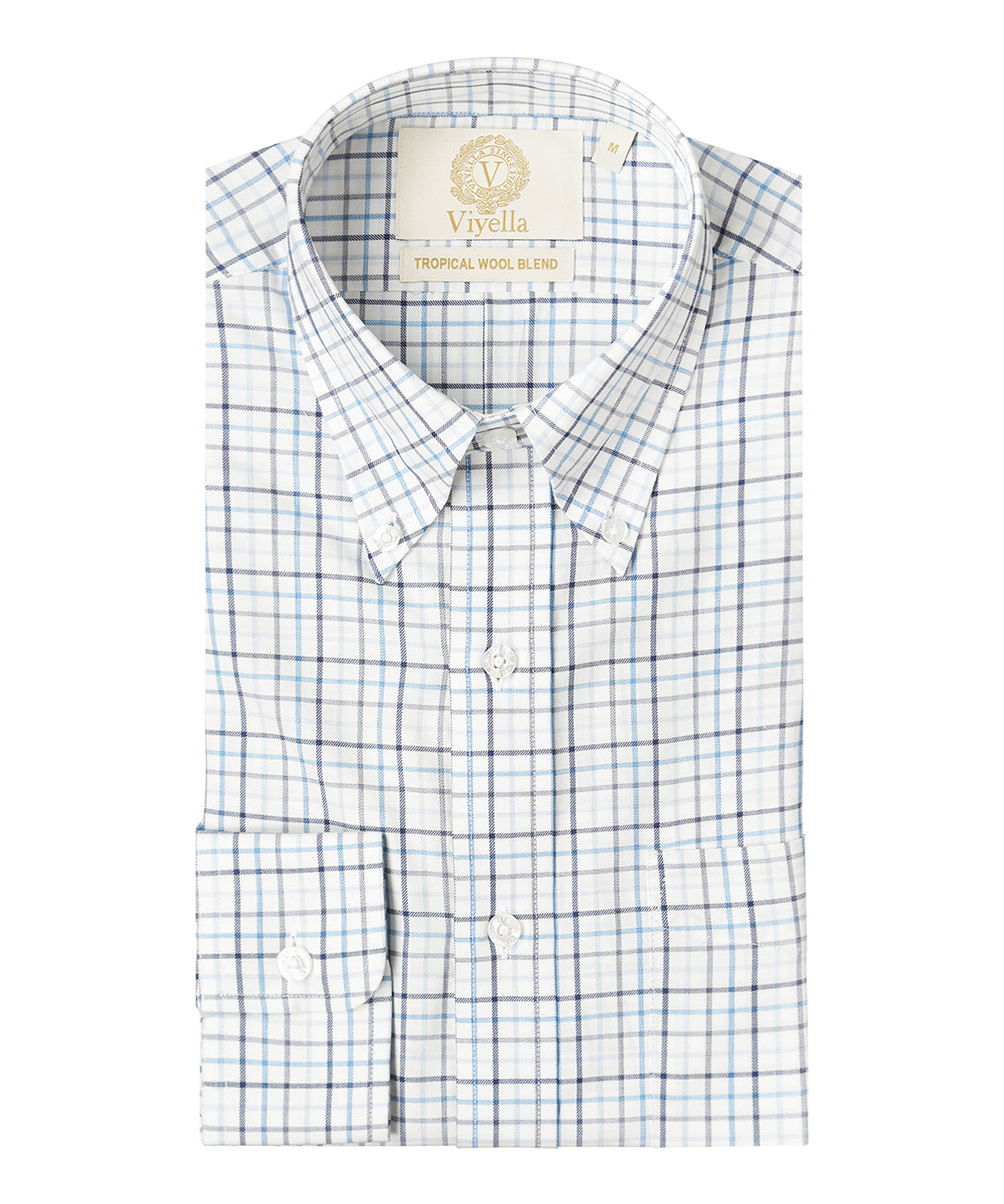 Viyella Shirt Tropical Wool Blend | Blauw