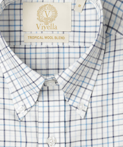 Viyella Shirt Tropical Wool Blend | Blauw