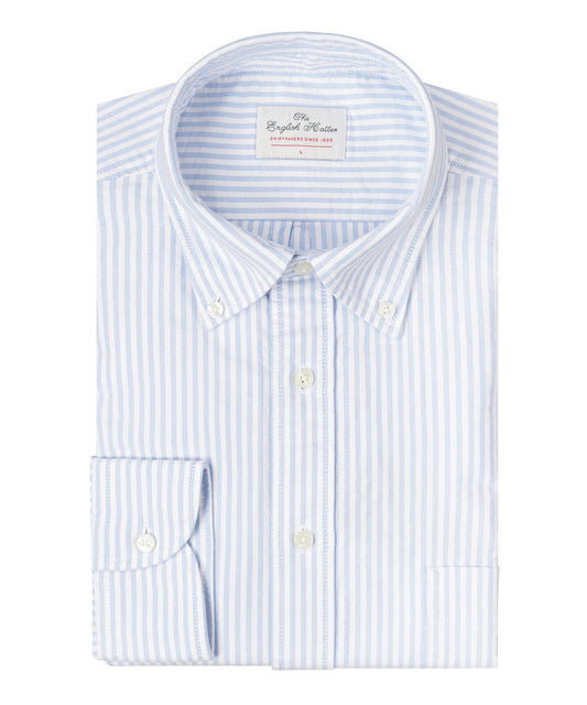 Oxford Shirt Button Down | Light Blue White Striped