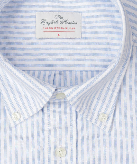 Oxford Shirt Button Down | Light Blue White Striped