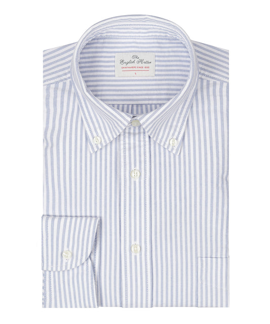 Oxford Shirt Button Down | Dark Blue White Striped