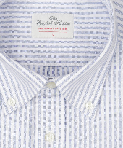 Oxford Shirt Button Down | Donkerblauw Wit Gestreept